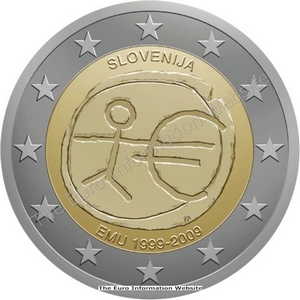 2 euros ommemorative 10 ans d'union monetaire Slovénie 2009